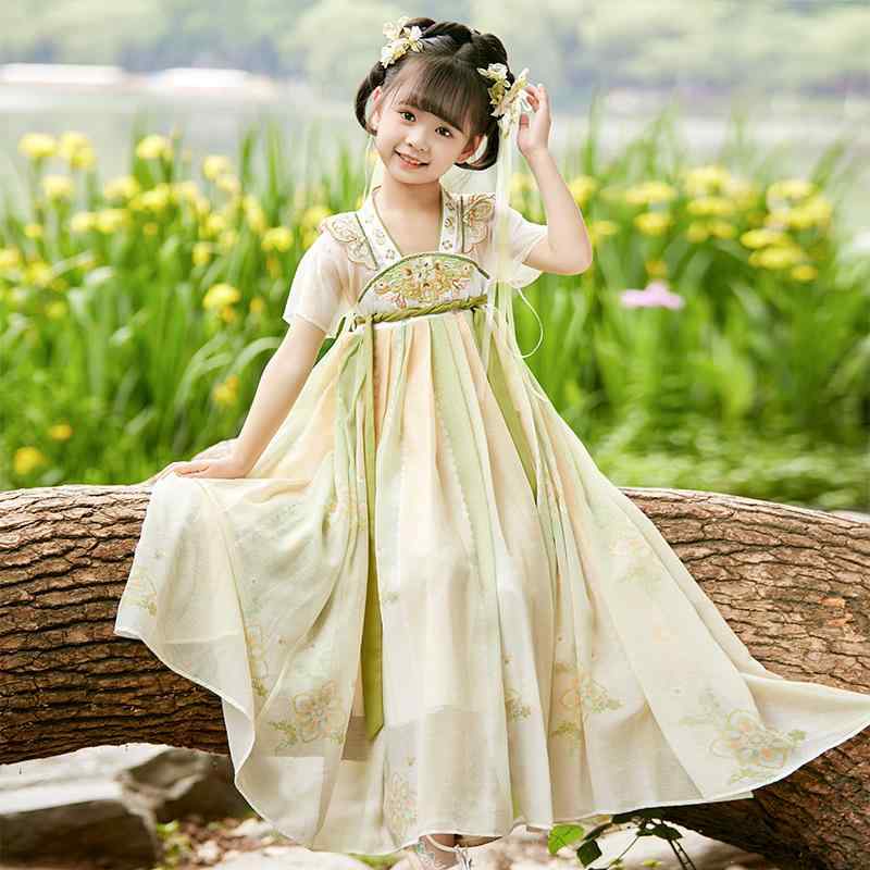 ワンピース 女の子 キッズ 漢服 中国風 唐装 伝統 民族 チャイナドレス 春夏 普段使い お出かけ 発表会 七五三 上品 かわいい プリンセス エレガント ポリエステル 無地 オレンジ 軽い 薄手 通気性
