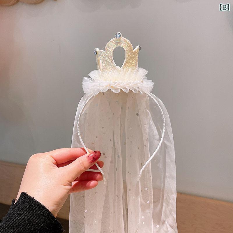 カチューシャ ベビー キッズ 男の子 女の子 王冠 クラウン ベール 髪飾り プリンセス フラワーガール 星 チュール パール ハンドメイド かわいい 誕生日 パーティー 結婚式 秋冬 ブルー イエロー ピンク 韓国