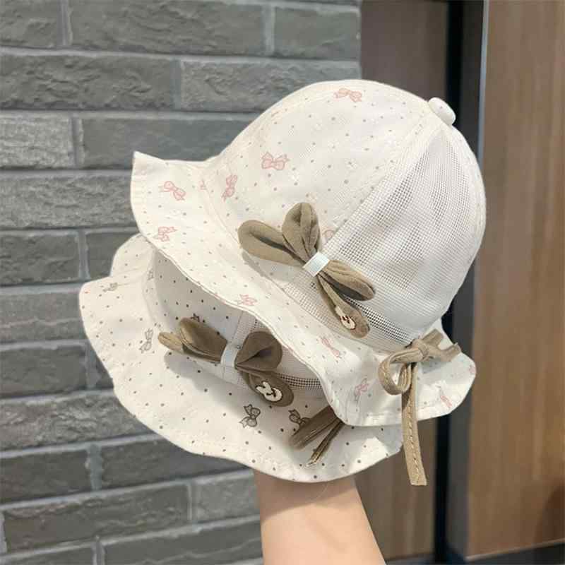Hats - ハット ベビー 女の子 男の子 帽子 バケットハット 春夏 UVカット 紫外線対策 日除け 通気性 蒸れにくい 薄手 軽量 サイズ調整可能 赤ちゃん 乳児 かわいい おしゃれ お出かけ 散歩 ブルー ピンク カーキ