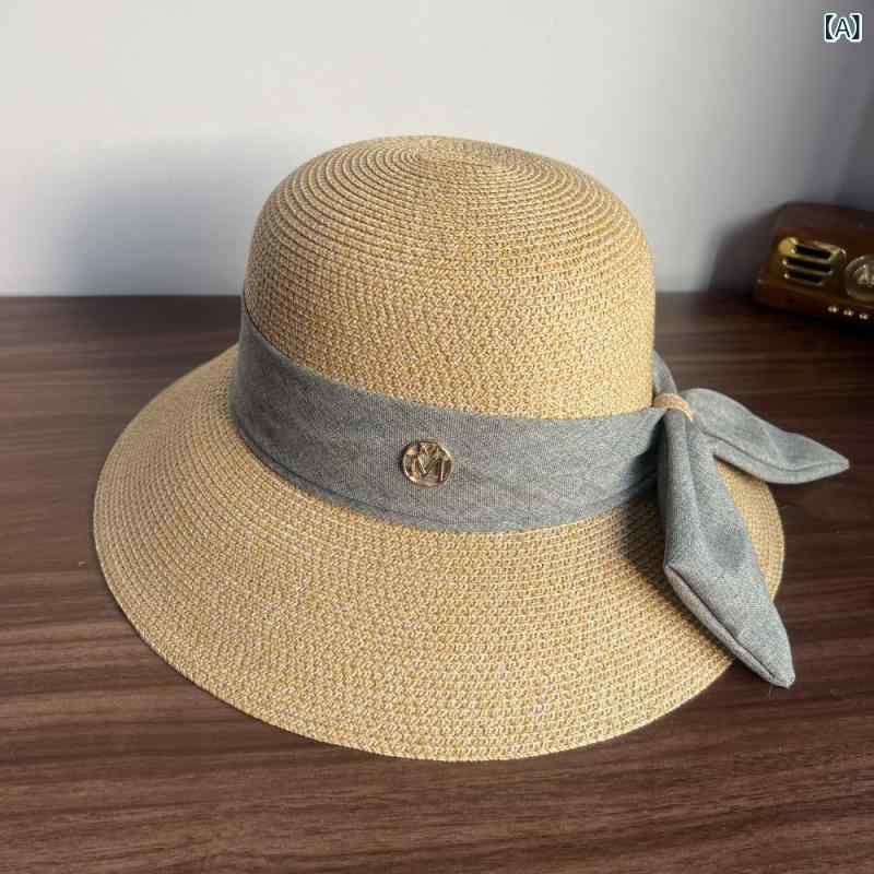 Panama Hats - 麦わら帽子 レディース 折りたたみ つば広 UVカット 紫外線対策 日よけ バケットハット 編み込み 小顔効果 通気性 春夏 ビーチ 海 リゾート ペーパー素材 フレンチスタイル グレー カーキ ブラック 軽量 遮光 ナチュラル カジュアル