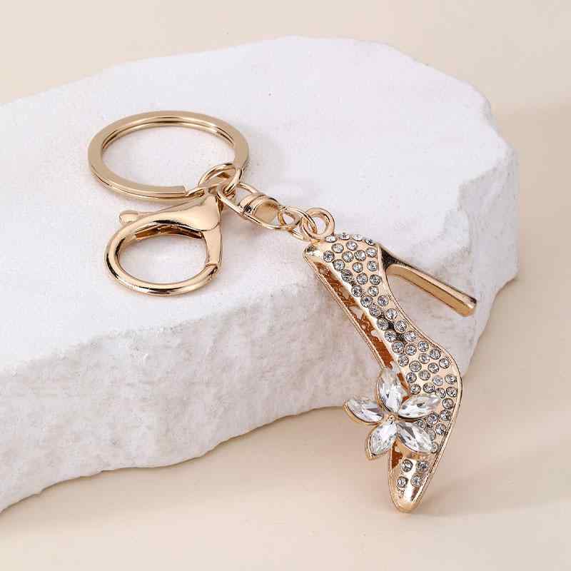 Key Holder - キーホルダー レディース ハイヒール パンプス ラインストーン ビジュー クリスタル キラキラ 亜鉛合金 欧米風 アメリカンスタイル アクセサリー おしゃれ バッグチャーム 華やか エレガント かわいい 通勤 普段使い 赤 青 白