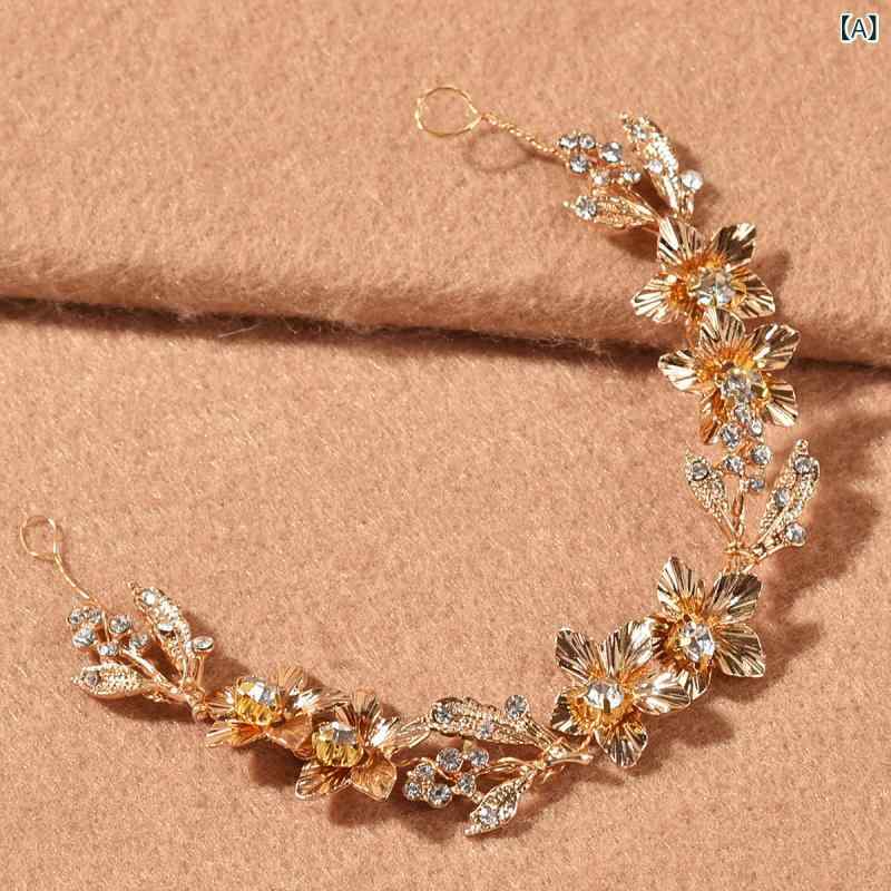 フロントップ楽天市場店のヘッドドレス レディース ヘアアクセサリー カチューシャ バックチェーン 髪飾り ブライダル 結婚式 ウェディング ハンドメイド 欧米風 合金 メタリック 華やか エレガント 上品 キラキラ ゴールド シルバー 春夏｜アングル2