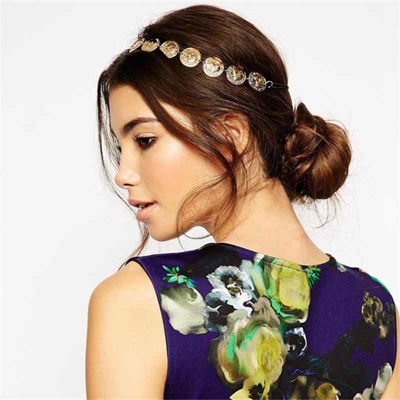 乐天商城 - カチューシャ レディース ヘアバンド ヘッドバンド ヘアアクセサリー 髪飾り 欧米風 ボヘミアン コインチャーム メダル 肖像 合金 ゴールド スパンコール チェック柄 結婚式 ウェディング 旅行 華やか かわいい 高級感 春夏