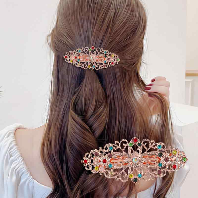 ヘアクリップ レディース バレッタ 髪留め ヴィンテージ風 レトロ 韓国 ミセス 上品 エレガント 幾何学模様 円形 電気メッキ加工 アンティークシルバー アンティークゴールド ローズゴールド 秋冬 ハーフアップ まとめ髪 お呼ばれ