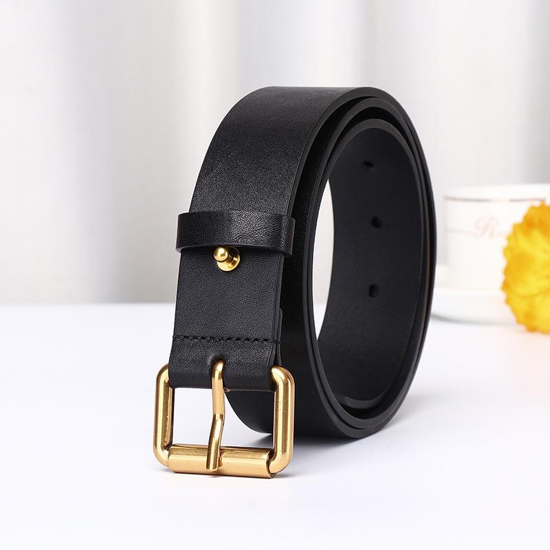 ・素材: 牛革（トップレザー）・バックル素材: 合金・留め具の種類: ピンバックル・カラー展開: ブラック、コーヒー・ベルト幅: 約3.4cm・厚み: 約4mm・長さ展開: 95cm、100cm、105cm・スタイル: ビジネス、エレガント、ミニマル、カジュアル、通勤・加工: パンチング、染色、手縫い
