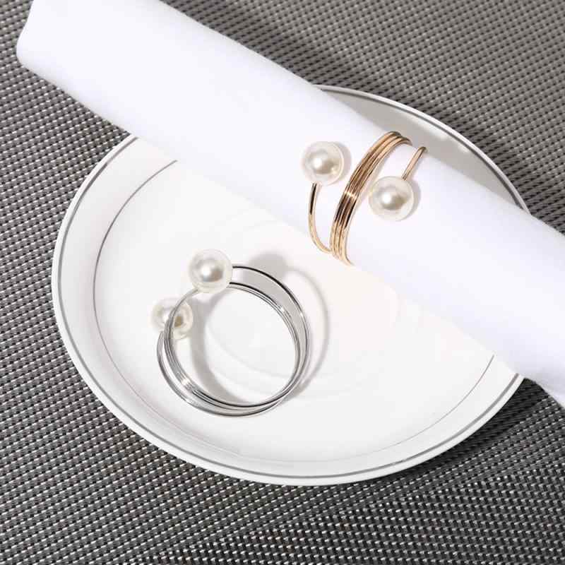 Rakuten - ナプキンリング シンプル パール スプリング 金属 バックル ホルダー ホテル仕様 レストラン用 合金 電気メッキ加工 高級感 西洋風 黄 イエロー 食卓装飾 ウェディング 雑貨 華やか エレガント 上品 豪華 光沢