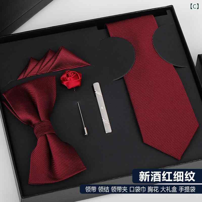 ネクタイ メンズ セット 結婚式 披露宴 ビジネス フォーマル 礼装 ポケットチーフ クリップ ジャガード織り ストライプ レジメンタル ワインレッド ボルドー ポリエステル 高級感 男性 紳士 大人用 オールシーズン ワンタッチ frontop-13389662 フロントップ楽天市場店 サンプル画像3