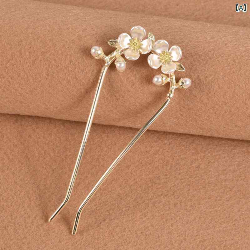 かんざし レディース 髪飾り ヘアアクセサリー ヘアピン U字 花 フラワー チャイナ...