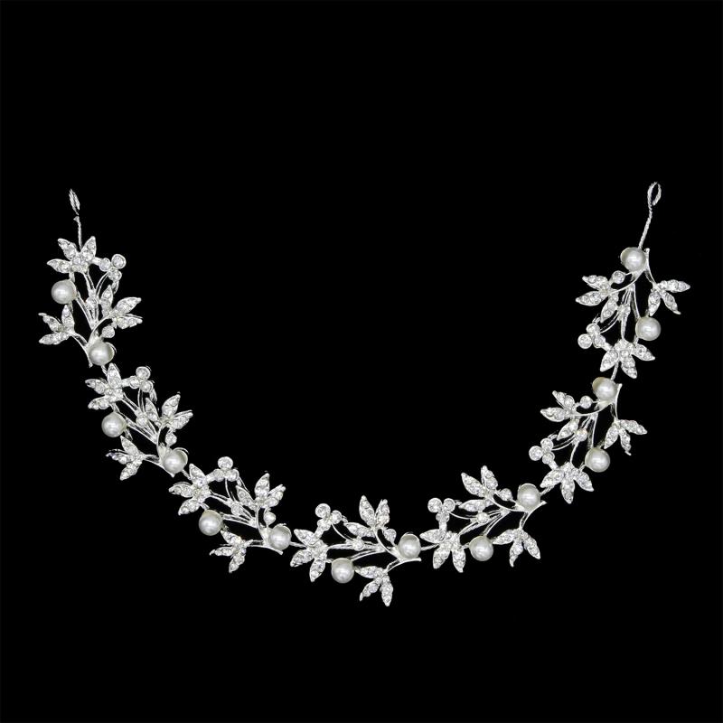 Corsages - ヘアアクセサリー レディース ヘッドドレス 髪飾り カチューシャ ヘアバンド ブライダル ウェディング 結婚式 披露宴 花嫁 リーフ 葉 パール パール ラインストーン シルバー ゴールド 合金 韓国 フラワー ビジュー パーティー 春夏