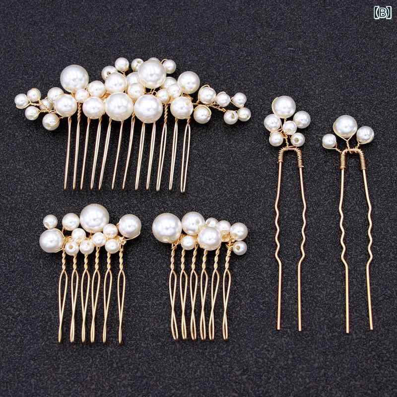 ヘアアクセサリー レディース かんざし コーム ピン ヘッドドレス 髪飾り パール ...