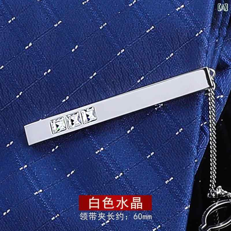 Other - ネクタイピン メンズ レディース シルバー クリスタル ジルコニア シンプル ビジネス 結婚式 パーティー フォーマル 幾何学 合金 電気メッキ加工 ネクタイ留め タイバー ホワイト ブラック オールシーズン