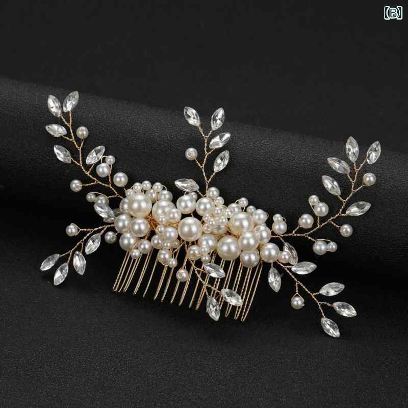 ヘアアクセサリー レディース 花嫁 髪飾り コーム かんざし パール フラワー 花 ラ...