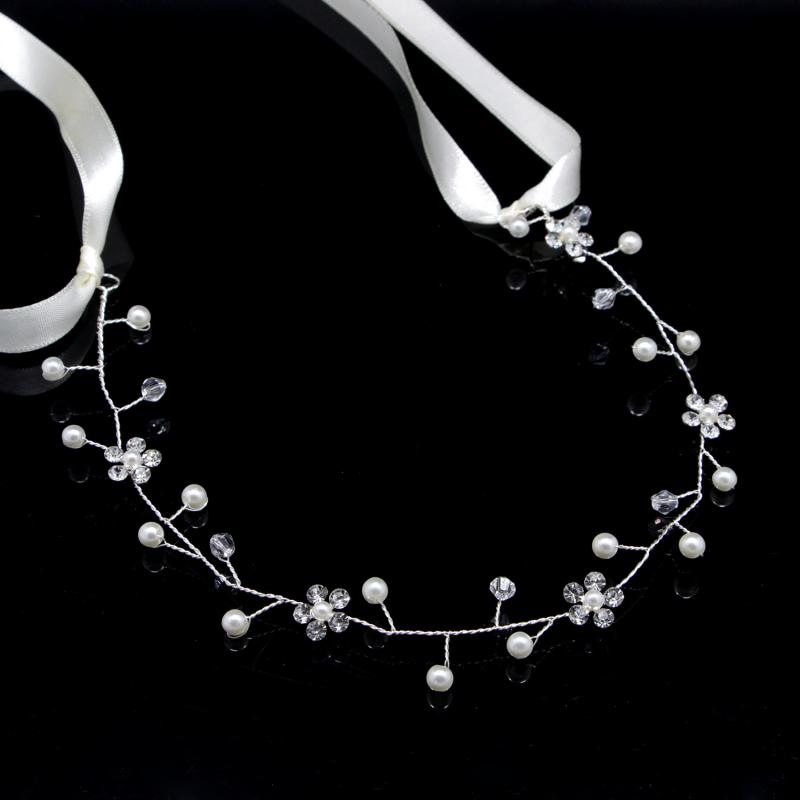 カチューシャ レディース 結婚式 ウェディング ブライダル ヘッドドレス ヘアバンド 髪飾り ヘアアクセサリー 上品 シンプル ラインストーン パール クリスタル フラワー フォーマル パーティー シルバー ゴールド