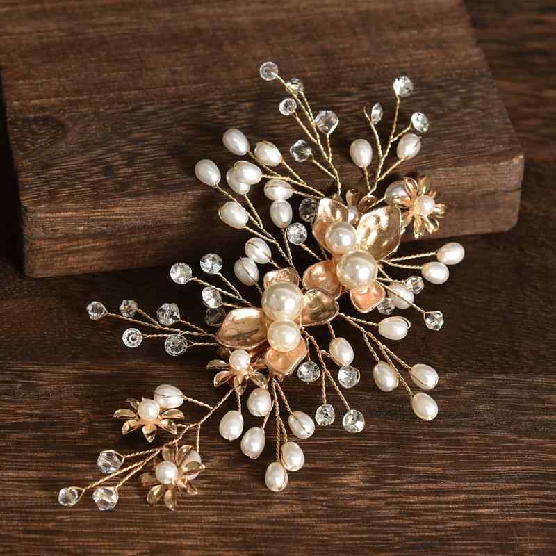 ヘアクリップ レディース 髪飾り ヘッドドレス ウェディング 結婚式 パーティー ハンドメイド パール パール 合金 フラワー 華やか 上品 エレガント 清楚 かわいい ゴールド シルバー ホワイト