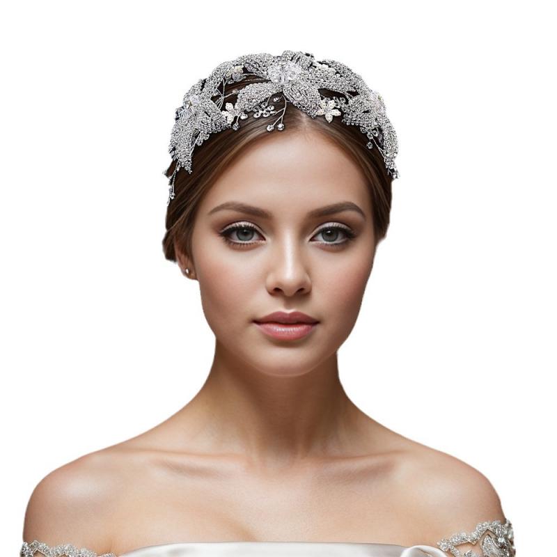 カチューシャ レディース 髪飾り ヘアアクセサリー ヘッドドレス 結婚式 ブライダル 舞台 花 モチーフ ラインストーン 合金 ハンドメイド 上品 高級感 レトロ ヴィンテージ風 ウエディング シルバー ゴールド