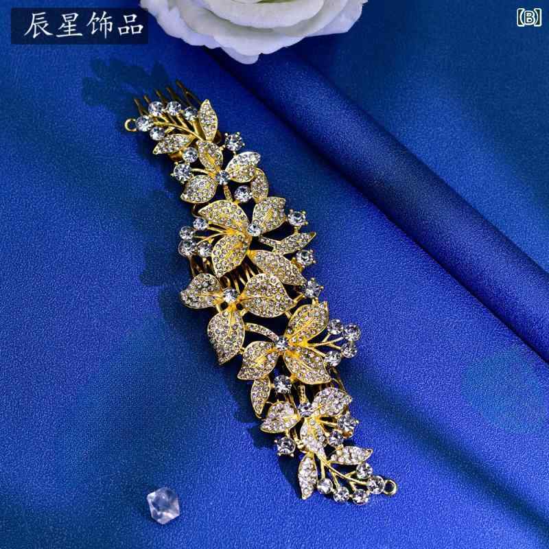 髪飾り レディース 結婚式 披露宴 撮影 ヘアコーム ヘッドドレス ラインストーン ...