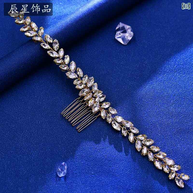 ヘアコーム レディース ヘッドドレス ウェディング 花嫁 ラインストーン クリスタ...