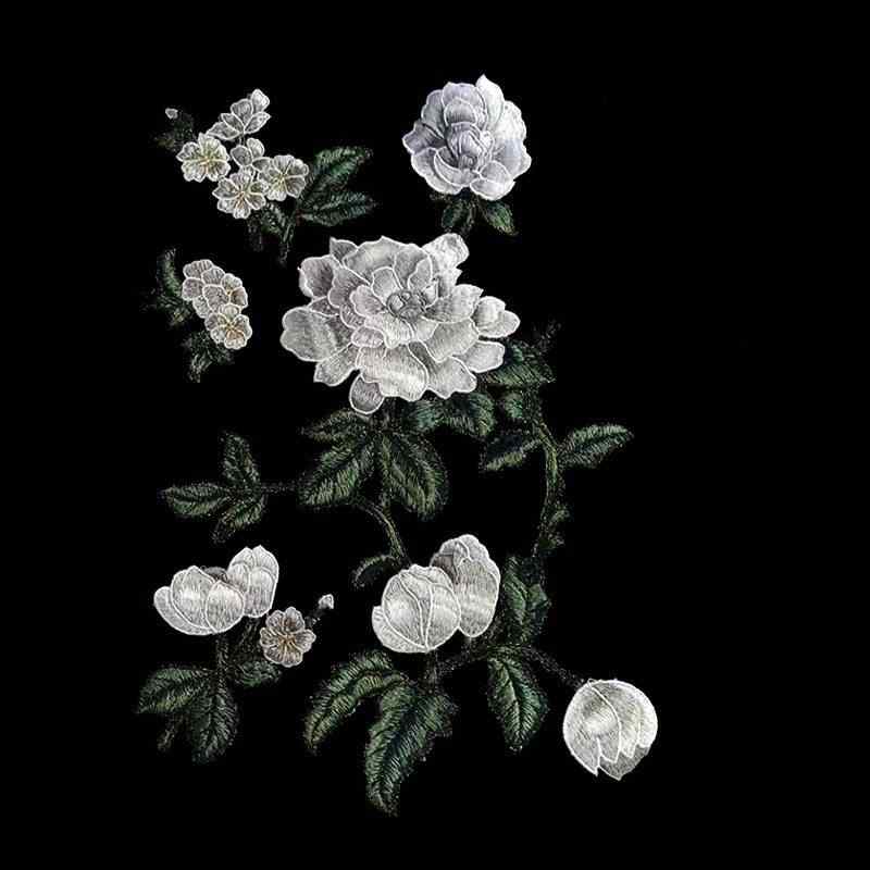 ワッペン アップリケ 水墨画風 牡丹 花 植物 刺繍 モチーフ 布パッチ 手芸 裁縫 資材 ハンドメイド 材料 DIY リメイク 洋服 補修 装飾 デコレーション アクセント 手縫い エレガント チャイナドレス 発表会 舞台 ステージ ダンス 衣装