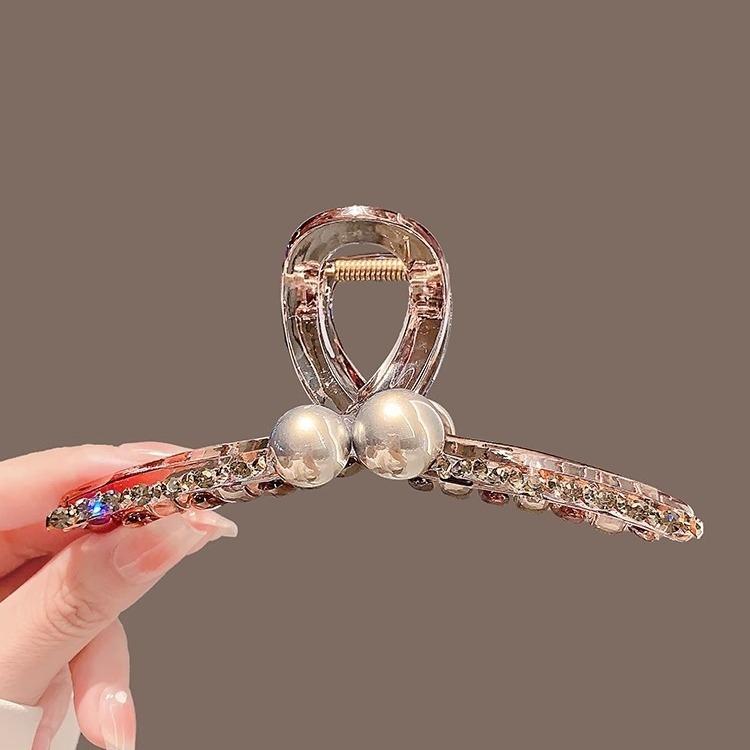 ヘアクリップ レディース バンスクリップ 髪留め ヘアアクセサリー パール ラインストーン 大きめ 樹脂 ハンドメイド 韓国 上品 エレガント シンプル 大人 かわいい フェミニン 華やか まとめ髪 ヘアアレンジ 春夏 通勤 結婚式 ホワイト
