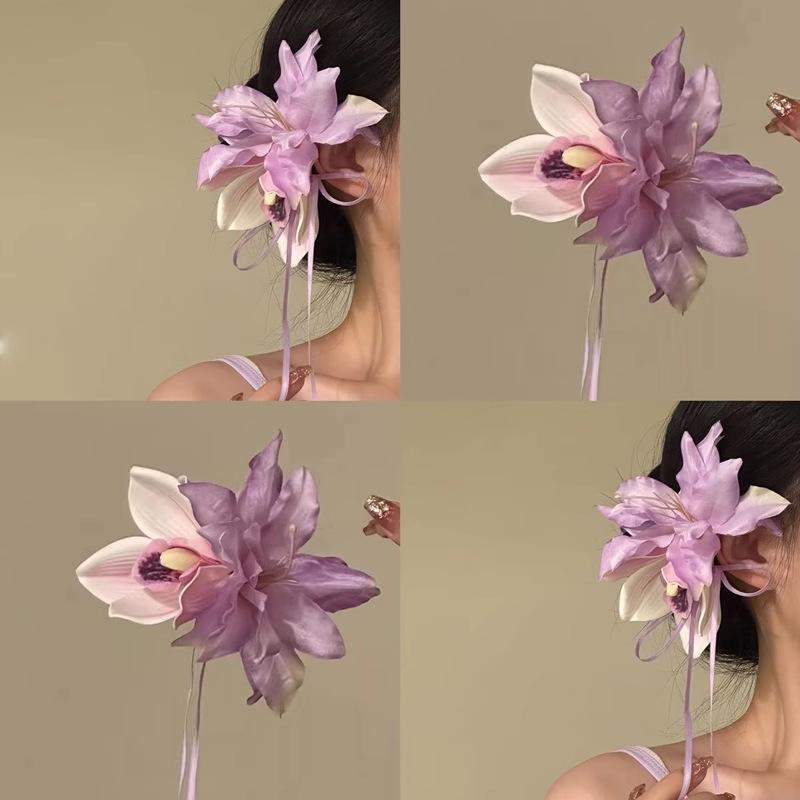 ヘアクリップ レディース 春夏 花 フラワー モチーフ リボン サイド 髪留め フェミ...