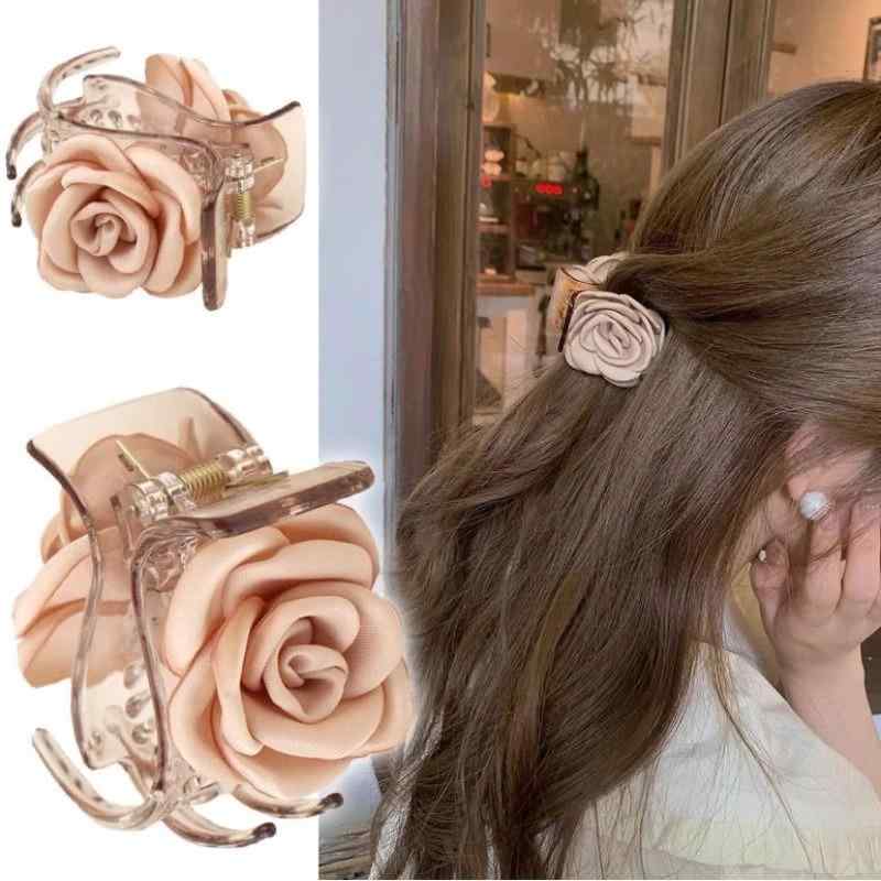 ・カテゴリ: ヘアアクセサリー・スタイル: バンスクリップ、韓国・加工工程: ハンドメイド・カラー: シャンパン、ローズレッド・: 植物、花・テイスト: フレッシュ、スイート・対象: レディース