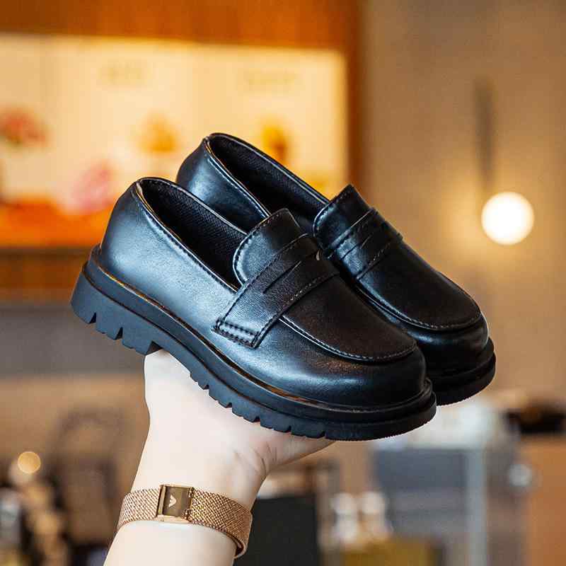 Shoes - 子供靴 男の子 女の子 黒 茶 春秋 合成革 フェイクレザー フォーマルシューズ ブリティッシュ ヴィンテージ風 レトロ ローファー 柔らかい 滑り止め 通気性 履きやすい 冠婚葬祭 発表会 入学式 フラット ぺたんこ