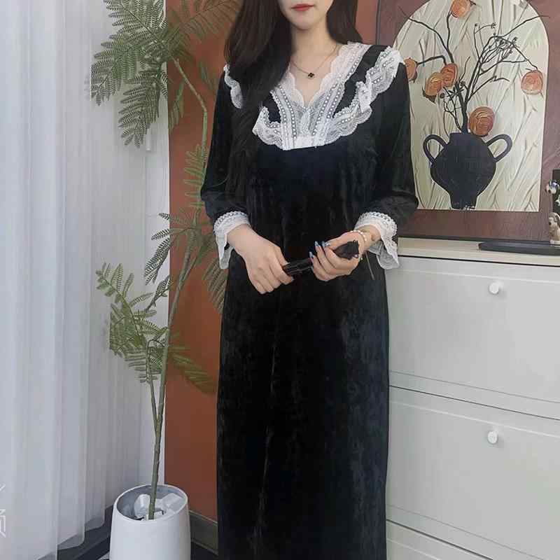 パジャマ レディース ルームウェア セットアップ 上下 Vネック 長袖 ロング丈 秋冬 暖かい 防寒 快適 柔らかい 大きいサイズ ゆったり 無地 シンプル 部屋着 紫 黒 ポリエステル ベロア ベルベット スカート