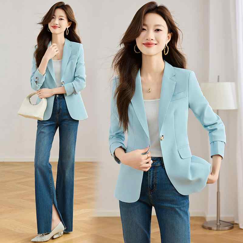Suits For Job Interviews - テーラードジャケット レディース ブレザー オフィス 通勤 フォーマル 上品 エレガント きれいめ 無地 長袖 ショート丈 小柄 ポリエステル ブラック ピンク ライトグリーン 秋冬 ビジネス 仕事