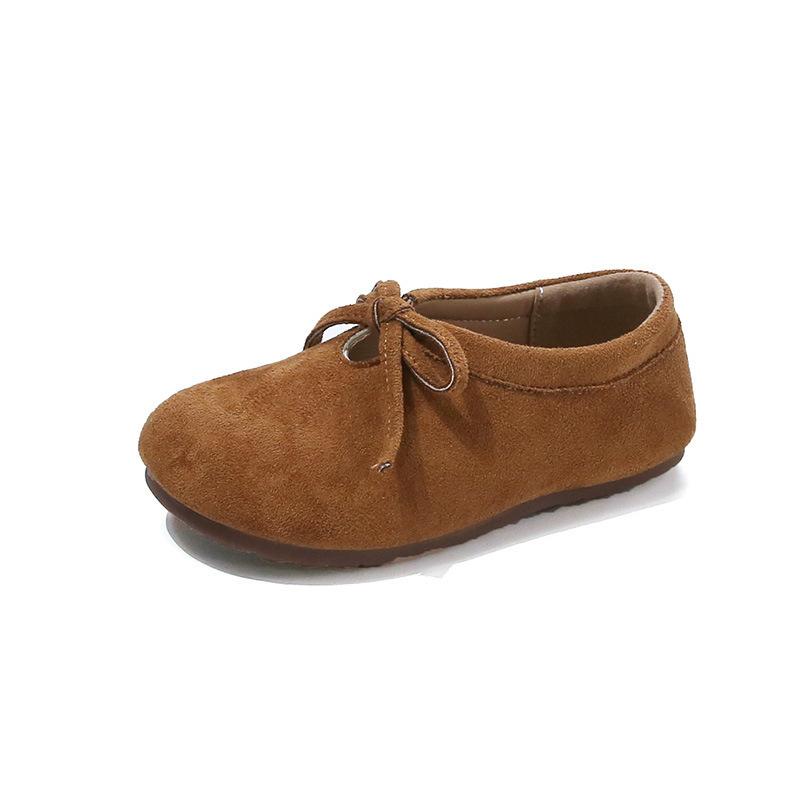 Formal Shoes - ローファー 女の子 子供靴 パンプス キッズ フラットシューズ モカシン スリッポン 柔らかい底 履きやすい 面ファスナー タッセル レトロ ヴィンテージ風 フォーマル 発表会 春夏 ブラウン ダークカーキ 合皮