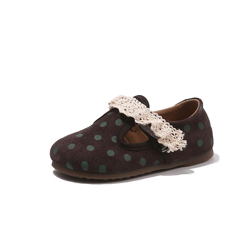 Formal Shoes - フォーマルシューズ 女の子 キッズ 子供 パンプス ドット柄 水玉 柔らかい 軽量 面ファスナー 滑り止め 耐摩耗性 PUレザー 合成革 春秋 韓国ファッション カジュアル 通園 通学 結婚式 イエロー レッド カーキ