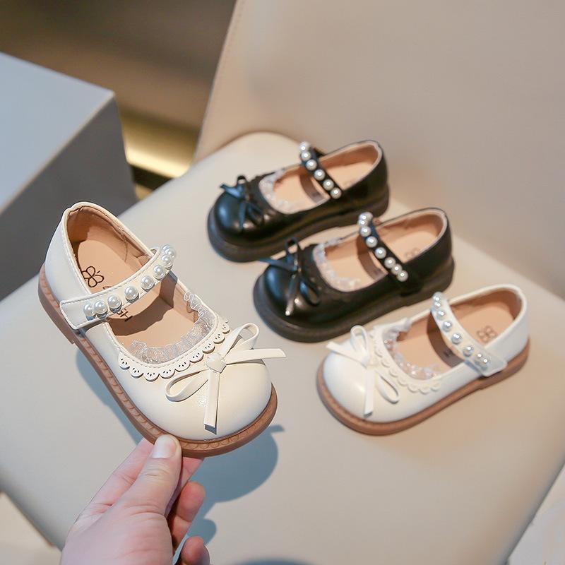 Formal Shoes - キッズシューズ 女の子 ベビー ローファー モカシン プリンセス リボン フォーマル 春秋 韓国 面ファスナー 履きやすい 脱ぎやすい 蒸れにくい 通園 通学 発表会 ベージュ ブラック 合成革 柔らかい 耐摩耗性