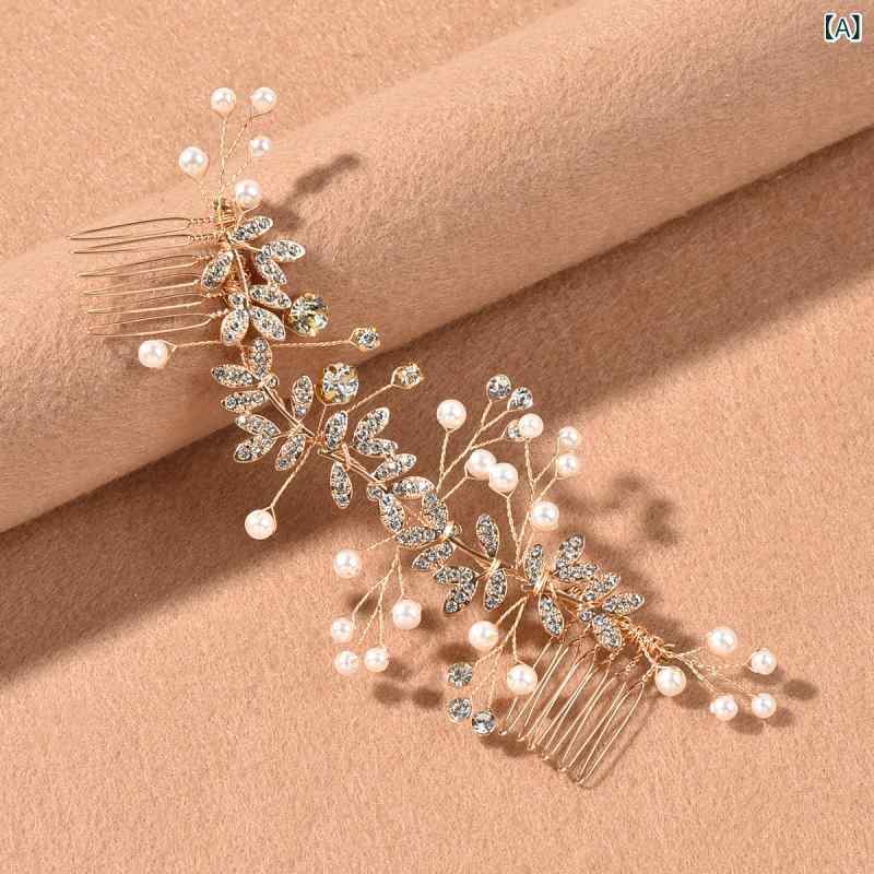 フロントップ楽天市場店のヘアコーム レディース ブライダル ウェディング 結婚式 パーティー 披露宴 ヘッドドレス 髪飾り フラワー 花 モチーフ 銀 金 合金 アクセサリー ジュエリー お呼ばれ 二次会 前撮り 和装 浴衣 成人式 卒業式 フォーマル｜アングル2