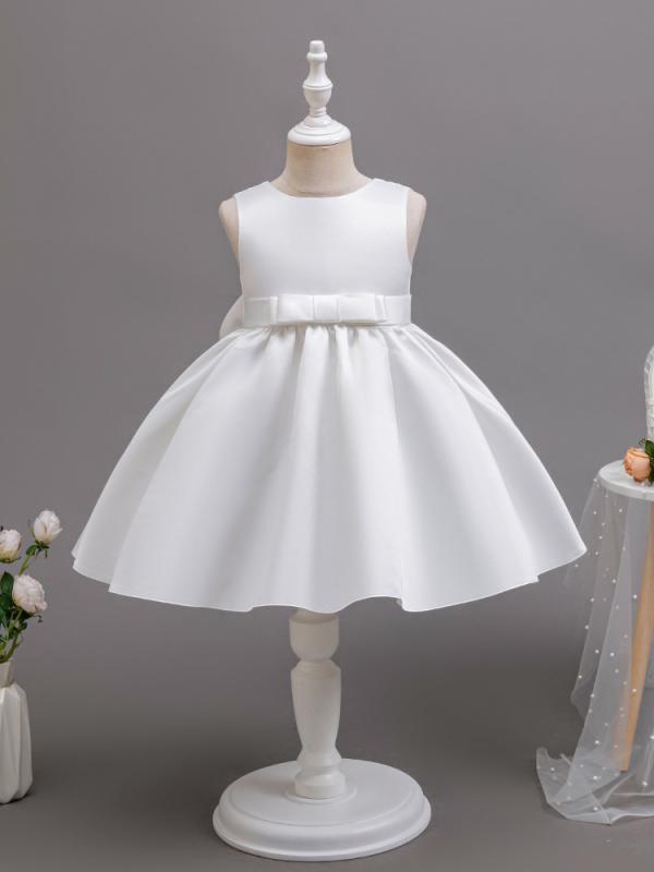 ドレス 女の子 キッズ 子供服 発表会 結婚式 演出 フラワーガール パーティー プリンセス チュール リボン かわいい おしゃれ 夏用 フォーマル ステージ 舞台用 ノースリーブ 3-8歳 ホワイト ネイビー ブルー ポリエステル 綿