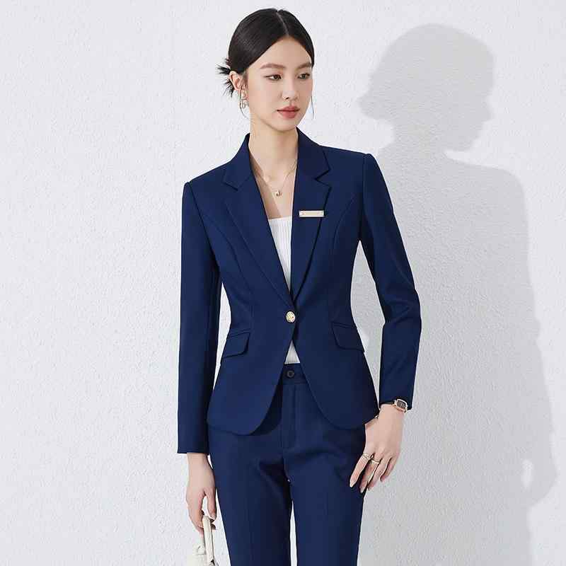 Pants Suit - テーラードジャケット レディース スーツ セットアップ 上下セット 春秋 長袖 ロングパンツ タイトスカート 事務服 接客 オフィス ビジネス フォーマル ワインレッド ブラック ネイビー きれいめ 上品 エレガント 無地 2点セット 3点セット