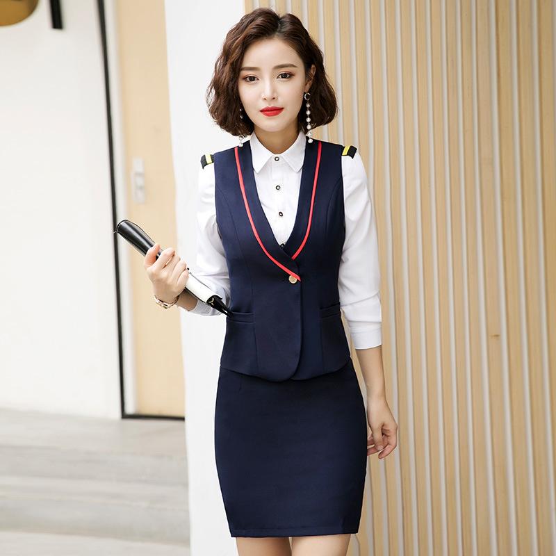 セットアップ レディース 事務服 ベスト スカート 制服 オフィス ビジネス 通勤 営業 受付 スーツ 膝丈 Vネック 無地 ストレッチ 伸縮性 ポリエステル オールシーズン フォーマル ブラック ネイビー ブルー