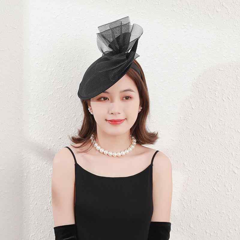 乐天商城 - ヘッドドレス レディース ヘアアクセサリー 髪飾り カクテルハット 礼装用帽子 チュール メッシュ リネン リボン 英国 ヴィンテージ風 レトロ 上品 フォーマル ウェディング 二次会 冠婚葬祭 春夏 黒