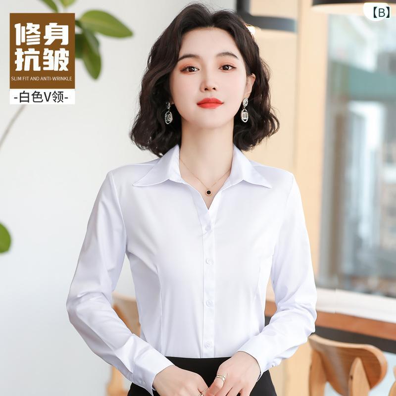 シャツ メンズ レディース 長袖 事務服 ブラ...の紹介画像2