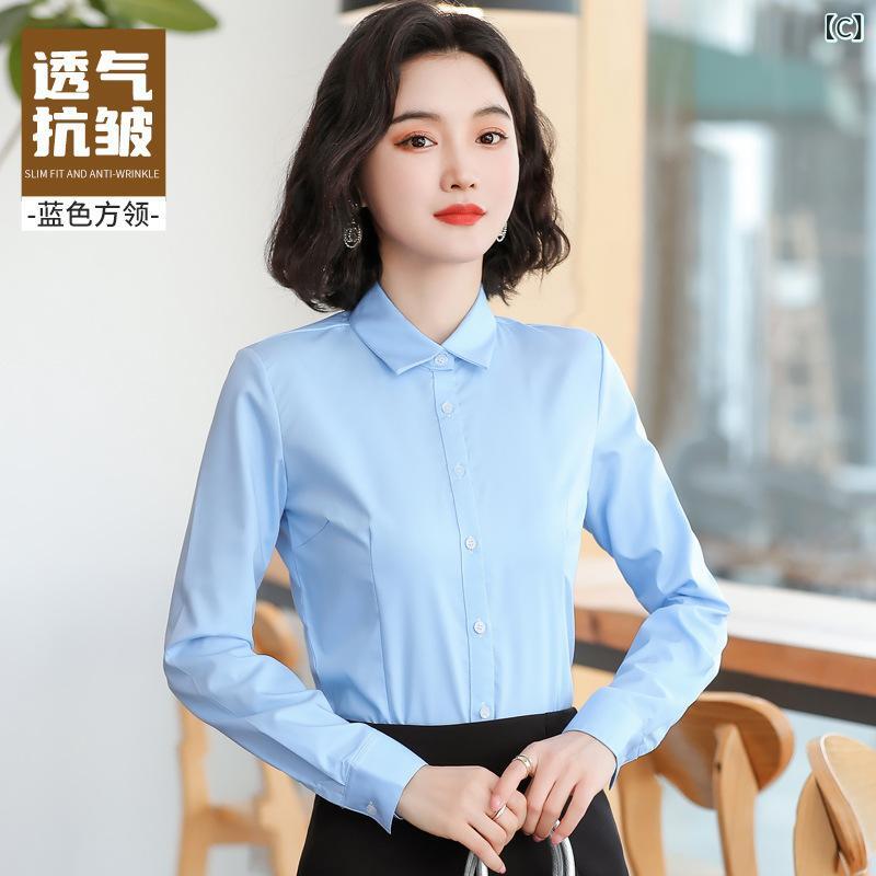 シャツ メンズ レディース 長袖 事務服 ブラ...の紹介画像3