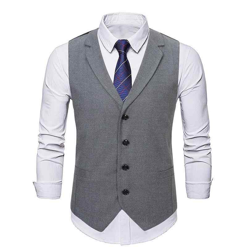 Men's Clothing - ベスト メンズ 男性用 英国風 テーラードカラー ボタン スリム コットン混 綿 無地 ブラック グレー オールシーズン カジュアル ビジネス フォーマル ノーアイロン ジレ トップス スーツ 大きいサイズ