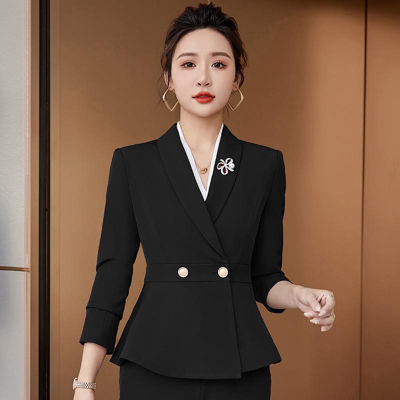 スーツ レディース セットアップ 春秋 ホテル 受付 美容院 フォーマル ジャケット パンツ スカート 3点セット 長袖 事務服 通勤 上下セット オフィス ビジネス 無地 ホワイト ブラック ブルー ストレッチ