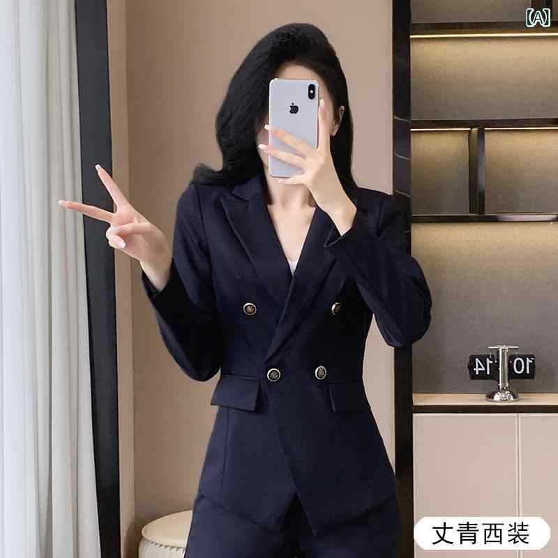 Other - セットアップ レディース スーツ 上下セット 秋冬 テーラードジャケット ショートスカート OL 通勤 事務服 フォーマル 紺 灰色 ポリエステル 伸縮性
