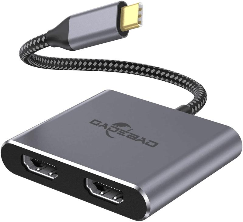 USB C HDMI 変換アダプタ 4K@60Hz Type C デュアル ハブ 2ポート マルチディスプレイ 3画面 拡張モード対応 USBディスプレイアダプタ 2ポートデュアルモニター