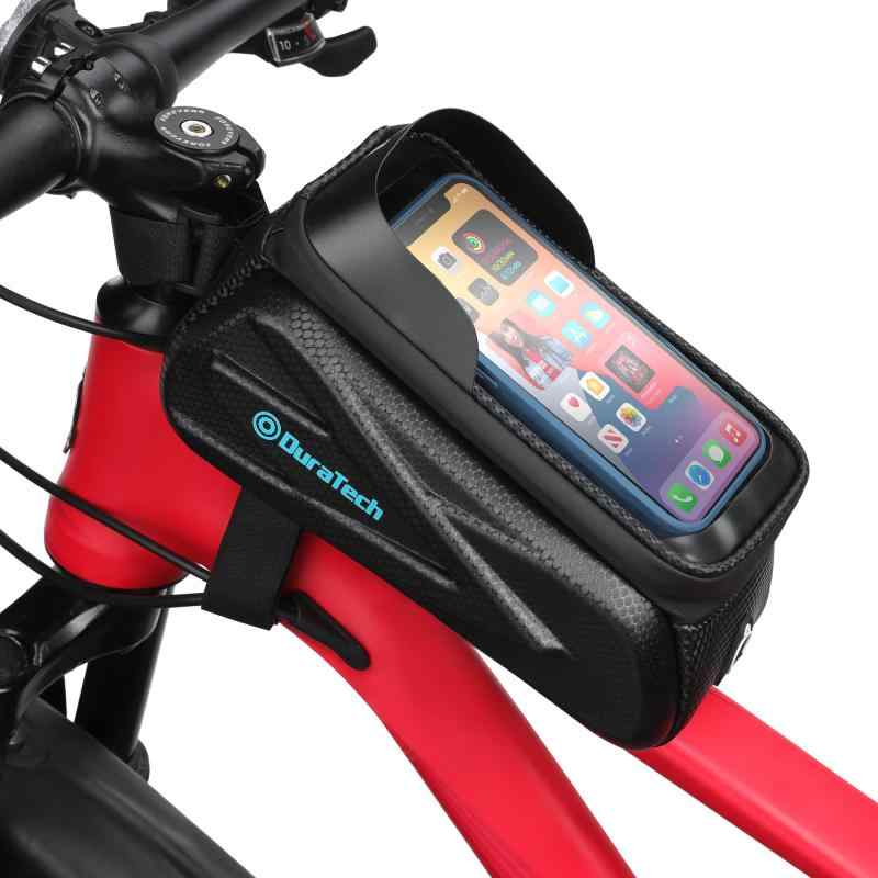 DURATECH 自転車バッグ トップチューブバッグ ロードバイクバッグ フレームバッグ 高感度タッチスクリーン 遮光カバー付き 防塵 装着便利 小物収納 6.9インチスマホ対応(4.0)