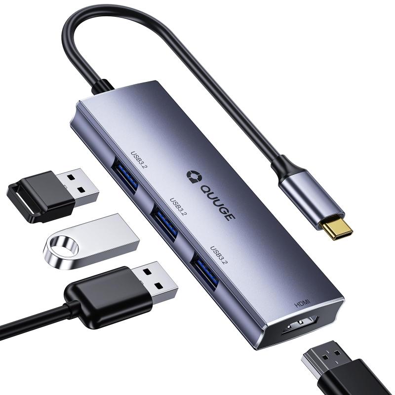 QUUGE タイプC ハブ PD対応 100W急速充電 USB-C ハブ USB3.0ポート 5Gbps高速データ転送