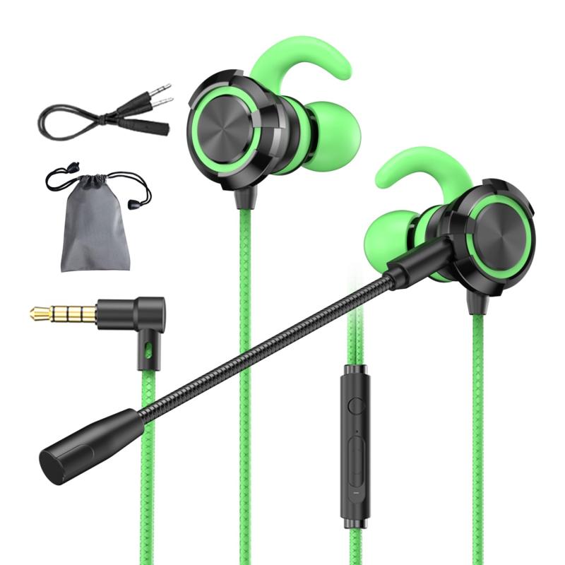 Gaming earphones with microphone, wired, compatible with PS4/PS5/Switch/Xbox One/PC/smartphone/tablet/laptop gaming.
