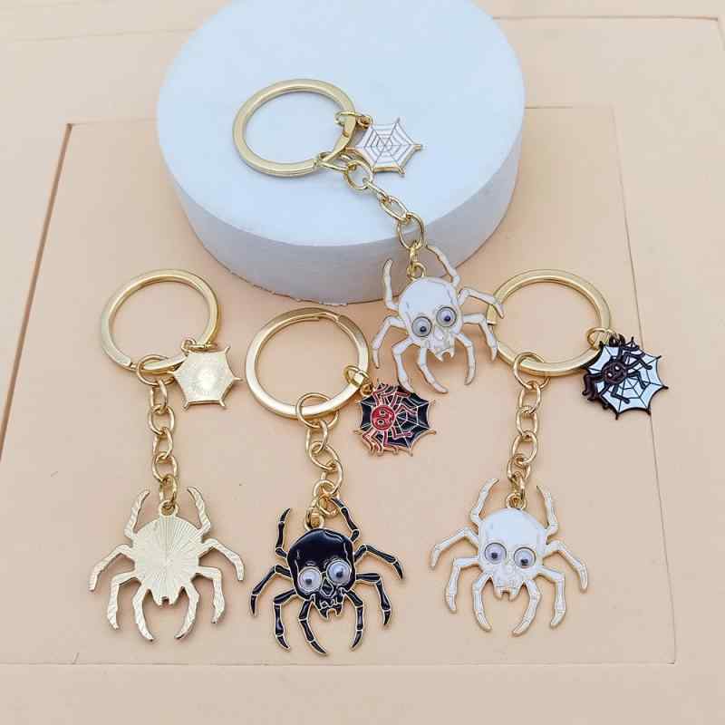 キーホルダー ハロウィン ゴシック調 クモの巣 蜘蛛 アニマル チャーム 合金 電気...