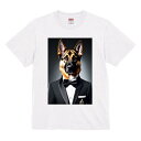 ジャーマンシェパード Tシャツ 犬柄 動物柄 半袖 春夏 執事犬 ユニセックス メンズ レディース コスプレ犬 執事 タキシード 面白Tシャツ かっこいい ホワイト ブラック グリーン ネイビー ワインレッド シュール おしゃれ