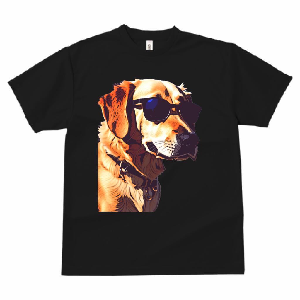 楽天フロントップ楽天市場店ゴールデンレトリバー Tシャツ 速乾 吸汗 半袖 犬柄 スポーツ 釣り 多種類 いぬ 春夏 ラウンドネック トップス メンズ ユニセックス レディース オーバーサイズ オシャレ かっこいい カジュアル 可愛い アニマル 動物 プリント サングラス 漫画風