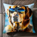サングラス ゴールデンレトリバー 海 犬 Tシャツ メンズ クッションカバー 犬柄 45×45cm アニマル柄 おしゃれ 可愛い クッション本体付き 正方形