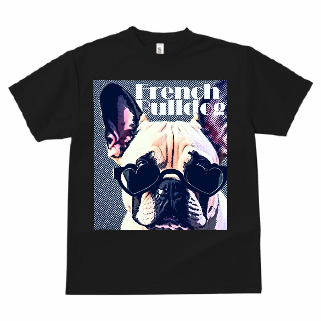楽天フロントップ楽天市場店フレンチブルドッグ 小型犬 プリント Tシャツ 速乾 吸汗 半袖 犬柄 スポーツ 釣り 多種類 いぬ 春夏 サングラス コスプレ犬 ラウンドネック トップス メンズ ユニセックス レディース オシャレ かっこいい カジュアル 可愛い アニマル 動物